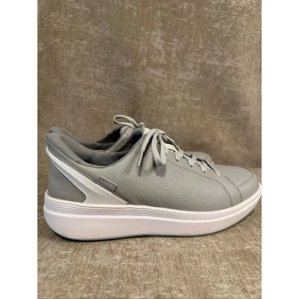 Kizik Women's Sydney Leather Step-In Lace Up Athletic Sneaker Shoes Gray Size 10